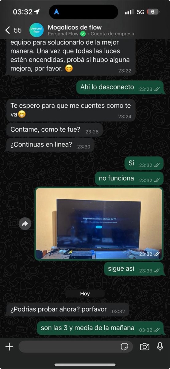 Me aparecía un error al querer ver Boca Racing, así que le hable a Flow…