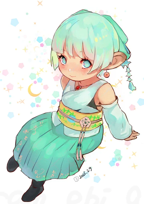 #はこに和 #はこスケッチ 2月9日のお昼ごろに居らっしゃった色合いの可愛いララフェルさんお借りしました!