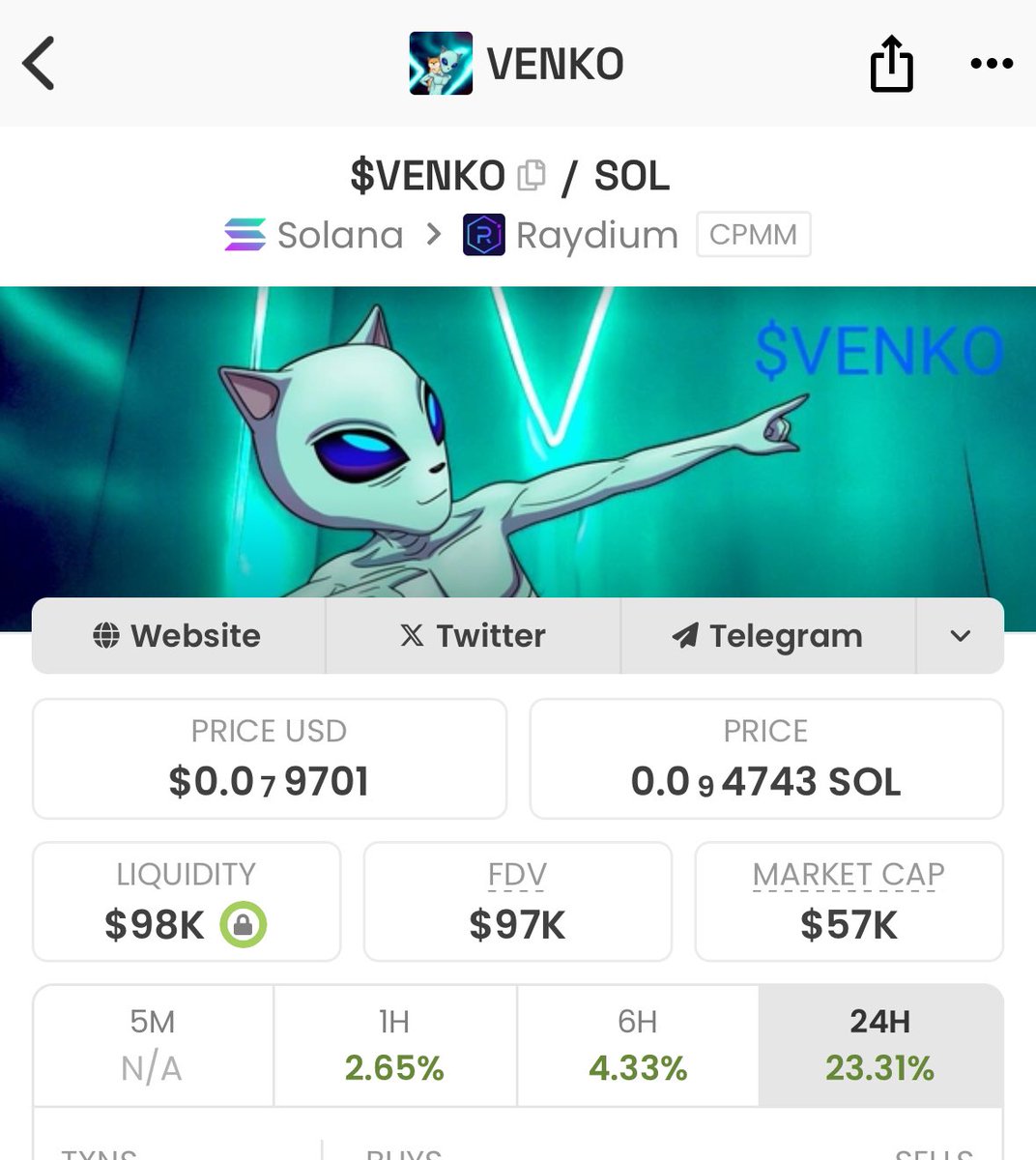 Ethchainhunter's tweet image. The $Venko community is impressing everyone. A blue chip meme coin project with products launching this week is building up again. Now is your chance to get a bag at a bargain price!

@VenkoTheOne 

#Alien #memecoins #Solana #uaptwitter