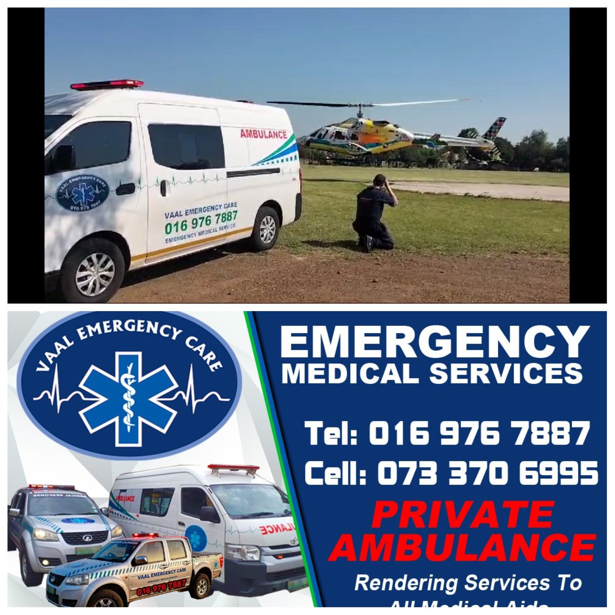 Critically injured patient treated by VEC &amp; FSEMS and airlifted by ROCKET HEMS to a facility in Bloemfontein this morning after a serious motorbike accident in Sasolburg. We wish the patient and his family all the best &amp; a speedy recovery  - TEAM VEC.