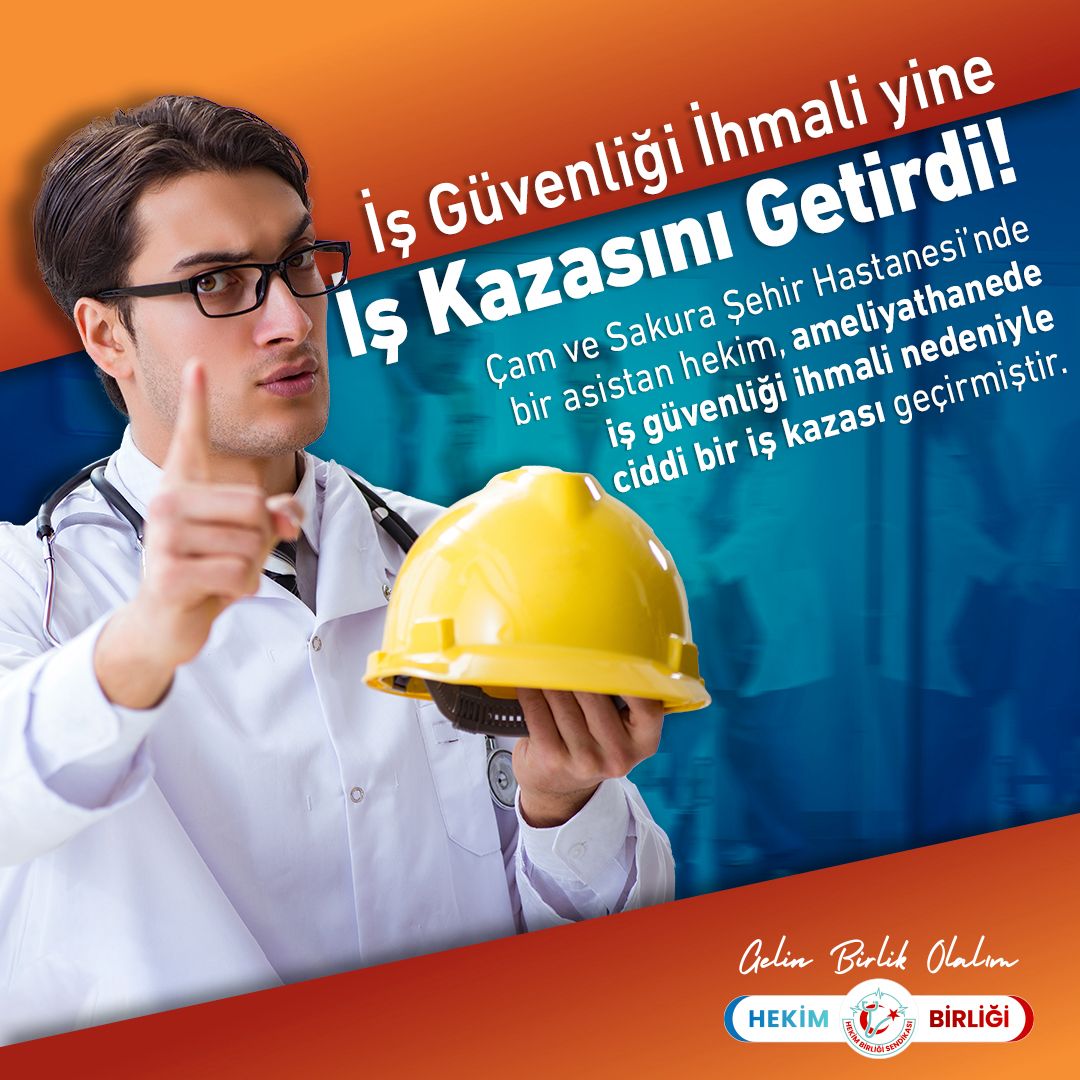 Çam ve Sakura Şehir Hastanesi’nde bir asistan hekim, ameliyathanede iş güvenliği ihmali nedeniyle ciddi bir iş kazası geçirmiştir.

Ameliyathane içindeki uygunsuz kablolama düzeni nedeniyle meslektaşımız düşerek ağır yaralanmıştır. Kazada her iki kolunda kırıklar meydana gelmiş,