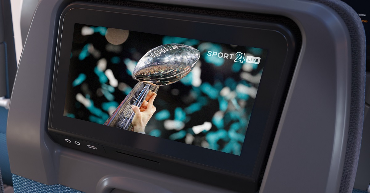 Touchdown in the sky!🏈✈️ Enjoy #SuperBowlLIX as the Philadelphia Eagles face off against the Kansas City Chiefs live on <a href="/sport24live/">SPORT 24</a> on board selected Singapore Airlines flights. #SuperBowl #KrisWorld