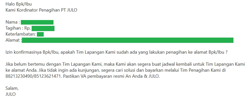 TimeforDinner2's tweet image. Teman2 yg lg telbay Julo, udh ada yg pernah dapat WA kek gini kah dari mereka? Ini beneran ga sih ada yg dtg? Aku ga bisa mastiin karena aku lg jarang bgt pulang. Mohon infonya ya 🥹🥹