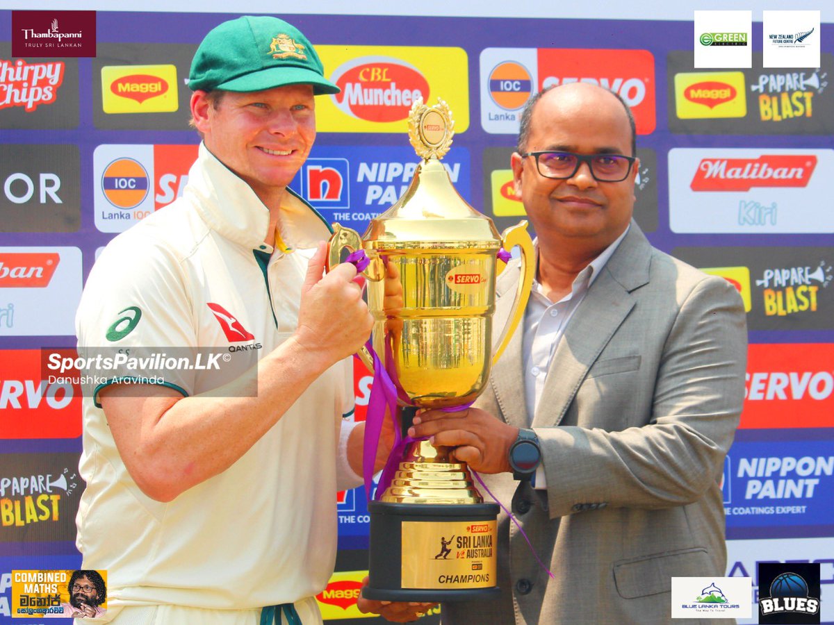 DanuskaAravinda's tweet photo. Warne - Muralitharan 🏆  2025 - Winner - Australia 

📸 From Presentation Ceremony 

#sportspavilionlk #SLvAUS #SLvsAUS #DimuthKarunaratne #testcap123 @IamDimuth https://t.co/bLSicxcwfM