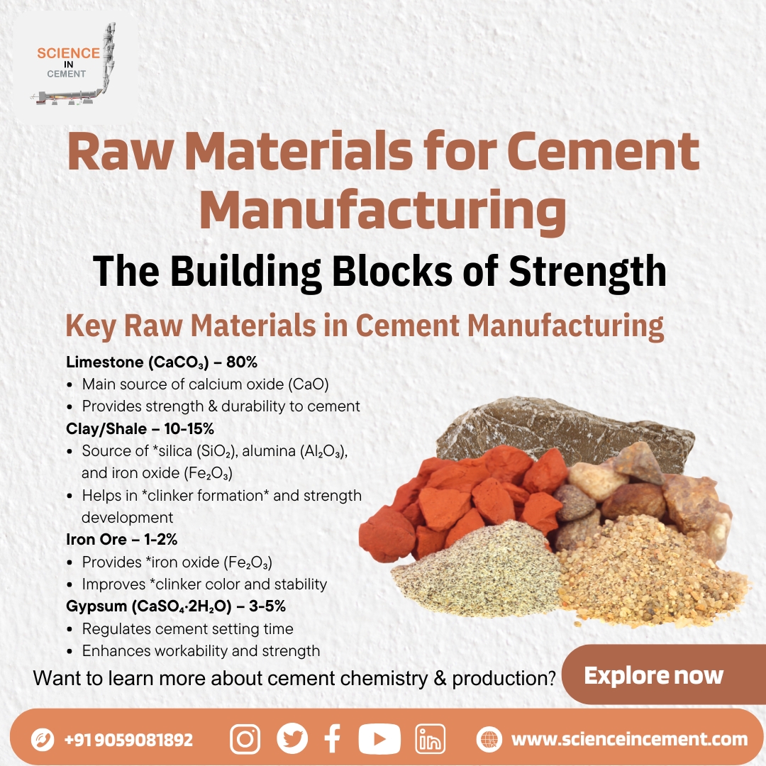 ScienceC79853's tweet photo. The Building Blocks of Strength!
Here’s a breakdown of the key raw materials used in cement manufacturing:
Limestone (CaCO₃) – 80%
Clay/Shale – 10-15%
Iron Ore – 1-2%
Gypsum (CaSO₄·2H₂O) – 3-5%
#BuildingMaterials #ConstructionChemistry #CementTechnology #ScienceInCement https://t.co/Ztcyi7ZxCU