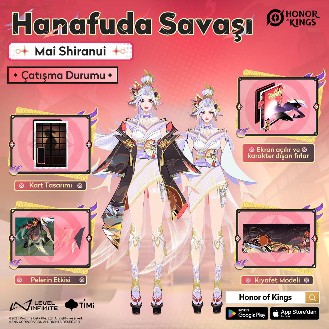 honorofkings_TR's tweet photo. Savaş dışında zarif ve asildir.
Savaş alanında kendinden emin ve dominanttır.
Hanafuda Savaşı Mai Shiranui'nin tasarımının ilham kaynağını keşfet!
👉 Şimdi oyna: https://t.co/h9LyDCNSvn
#HonorofKings #HOK #HOKxSNK #HOKnewskin #MaiShiranui #HanafudaBattle https://t.co/xL1Mh7VBv3