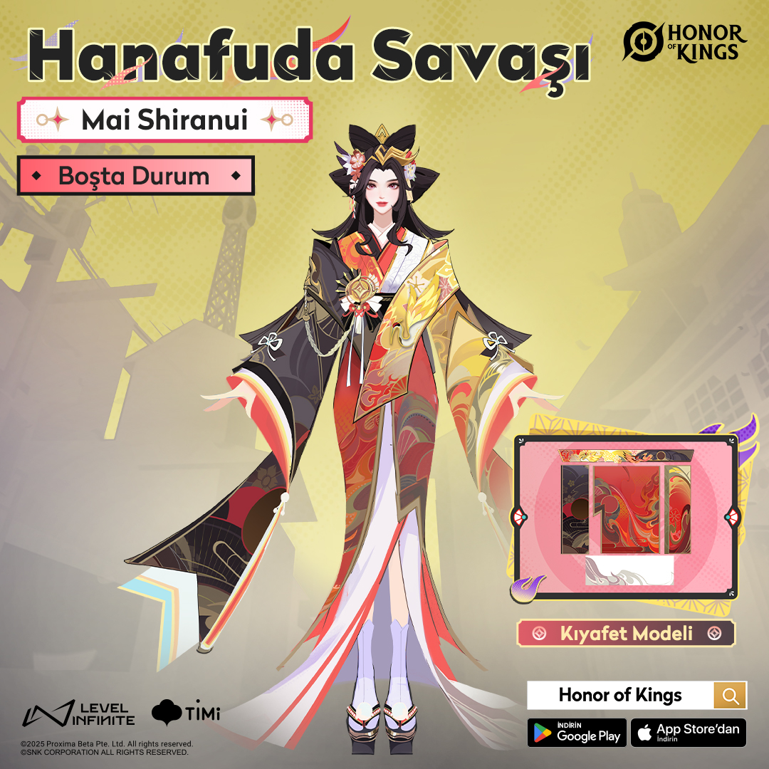 honorofkings_TR's tweet photo. Savaş dışında zarif ve asildir.
Savaş alanında kendinden emin ve dominanttır.
Hanafuda Savaşı Mai Shiranui'nin tasarımının ilham kaynağını keşfet!
👉 Şimdi oyna: https://t.co/h9LyDCNSvn
#HonorofKings #HOK #HOKxSNK #HOKnewskin #MaiShiranui #HanafudaBattle https://t.co/xL1Mh7VBv3