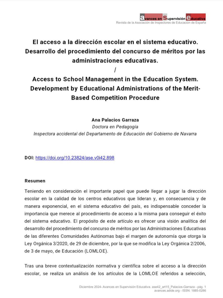 El acceso a la dirección escolar en el sistema educativo. Desarrollo del procedimiento del concurso de méritos por las administraciones educativas

Por Ana Palacios Garraza.

Requisitos y condiciones. Análisis comparativo entre Administraciones.

avances.adide.org/index.php/ase/…
