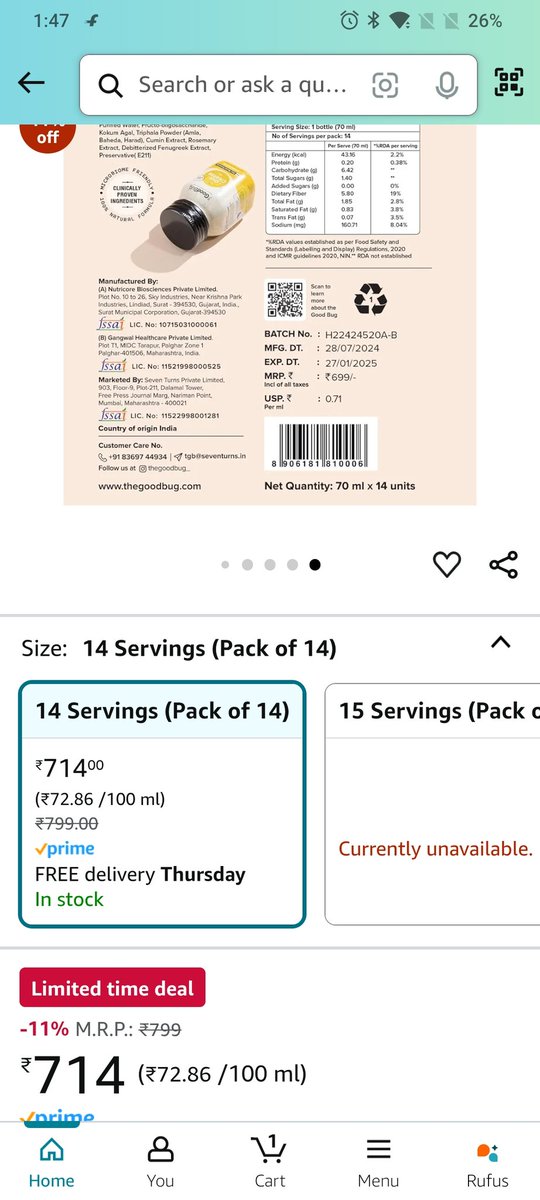 ithenightbird's tweet photo. @amazonIN @TheGoodBug  any comments on price since MRP is less thn what Amazon is selling, price in Amazon is after 11% discount still higher thn MRP @jagograhakjago https://t.co/jcBQcrKVwS