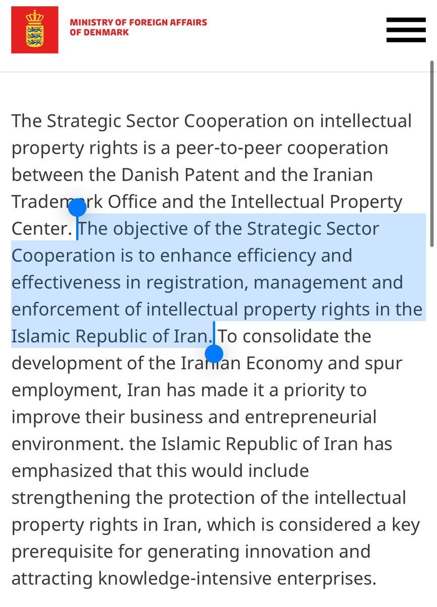 DET DANSKE DOGE 🇩🇰 GOES GLOBAL

Støtte til den iranske patentmyndighed - 4,5 mio. kr. 💸💸

Mellem 2018-2021 gav Danida i alt 4,5 mio. kr. til Patent- og Varemærkestyrelsen i Iran. Pengene er brugt på registrering, administration og ledelse.

Er det fair at danske skatteydere