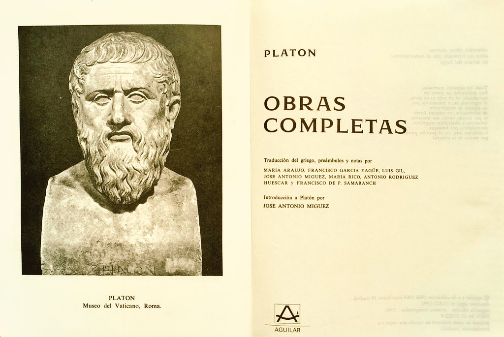 Todo Platón en un volumen de 1700 páginas, con introducción general y preámbulos individuales para cada libro. Me pregunto cómo es posible que esta joya bibliográfica no despierte el interés de algún sello para su reedición.
