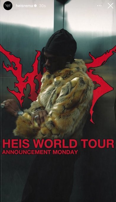 NewSoundRadar's tweet photo. Rema is set make his HEIS WORLD TOUR announcement tomorrow. https://t.co/N0mn2g57Jz