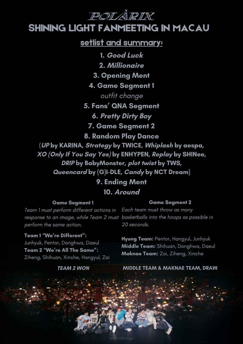 shaozihengz's tweet photo. polarix <shining light> fanmeeting in macau setlist and summary - for archiving purposes!

#ShaoZiheng #邵子恒 #샤오쯔헝 
#POLARIX #폴라릭스 https://t.co/wRaFTO0Mbp