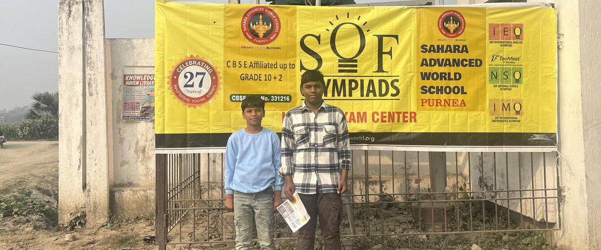 AkbarClasses's tweet image. AKBAR CLASSES at SOF NSO &amp;amp; IMO Level 2! 🎯

Our students successfully appeared for the NSO &amp;amp; IMO Level 2 at Sahara Advanced World School, Purnea! 🌟

Proud of their hard work and dedication. Wishing them success in this journey!

#AKBARCLASSES #NSOLevel2 #IMOLevel2