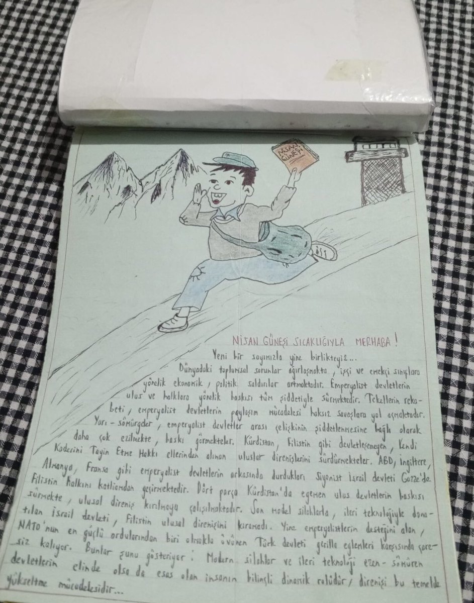 Tutsak yoldaşlarımızın üretimi olan Nisan Güneşi dergisinden bazı çizimler.