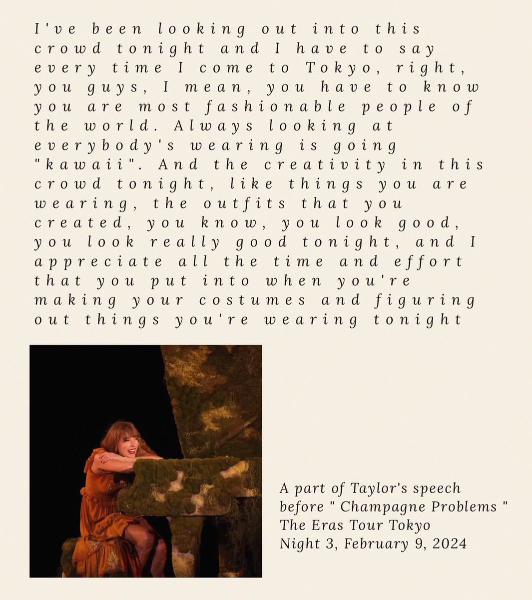 力を合わせて完成させた5人お揃いの衣装をNationがAMAZINGって言ってくれて嬉しかったー💛🩷💙🩷💚
その夜の公演でTaylorがみんなの衣装 "kawaii" って言ってくれてまた涙🥹
#テイラー来日実況TB 
#TSTheErasTourTokyo #night3
<a href="/TSwiftNewsJP/">テイラー・スウィフト News</a> 
<a href="/musiCARS_80/">hinatomo 🧡❤️‍🔥</a> <a href="/bellalice2013/">🌟ありす⑬🌟</a>