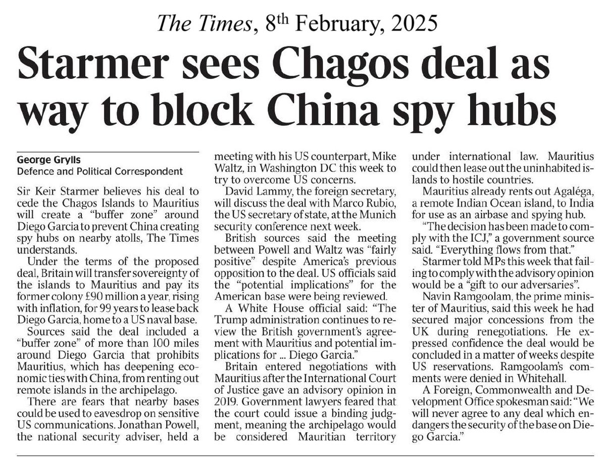 dtyt_2019's tweet photo. Either #KeirStarmer’s #Labour gov. is daft or it thinks we are.  The #UK is, &amp; should act like, a Western power: stand up to the hostile #nonWest – #China &amp; her non‑Western cronies like #Mauritius – &amp; keep the #ChagosIslands even w/out #US pressure.

#Sundayvibes #Starmergeddon https://t.co/Uuy3vhCQcU