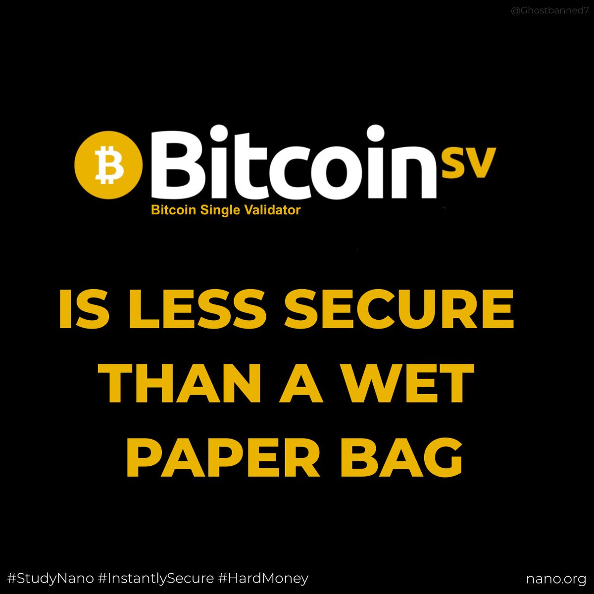 ghostbannedx's tweet photo. @Brendan_Lee__ @cookedbig No - that's tps, not speed.
#BitcoinSingleValidator $BSV is FAR too slow to meet @cookedbig's requirement.
#BSV needs an infinite number of confirmations to reach finality
- thus taking longer than the heat death of the Universe.
Only #Nano $XNO.
https://t.co/W0c1bcaDe7 https://t.co/uadfM2M3M0