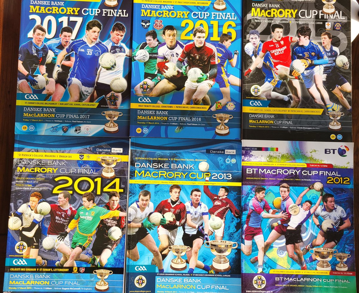 mgbosco71's tweet photo. @ulsterschools McRory Cup Final is today between @StPatsMaghera v @AbbeyVS below is my collection of McRory programs missing a few any help would be greatly appreciated Regards Michael @UlsterGAA @Doiregaa @donegalgaa @officialgaa https://t.co/hJcO5A2m0Q
