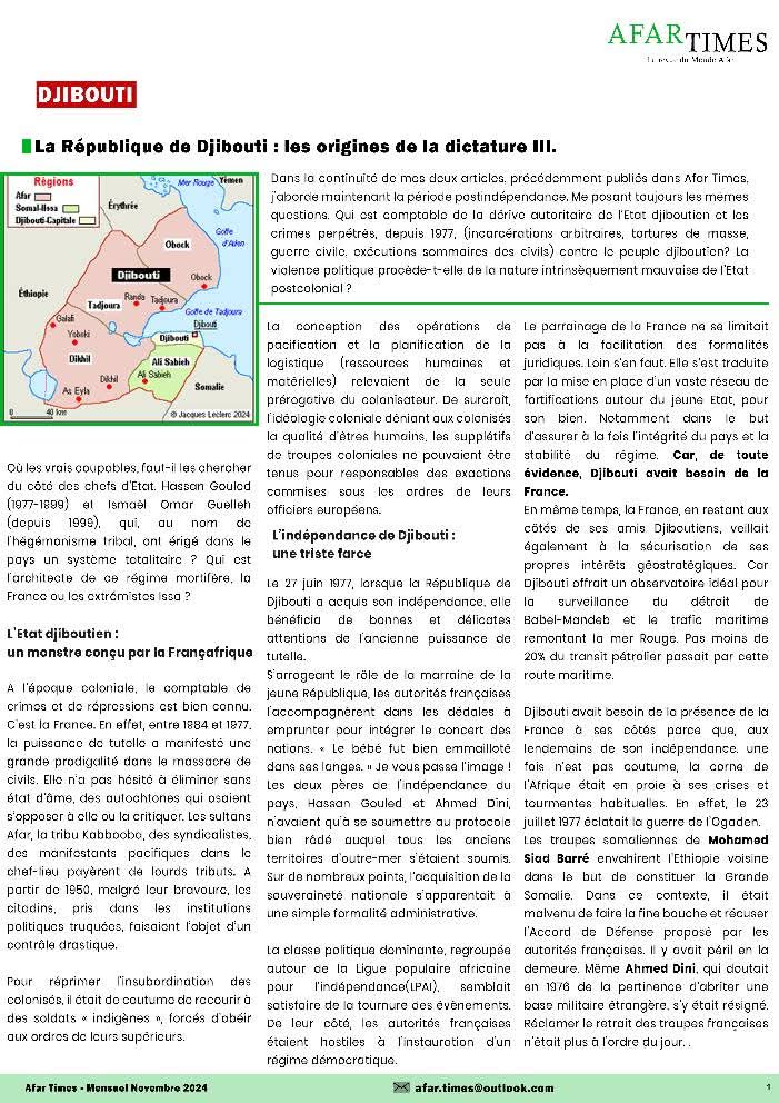 TheAfartimes's tweet photo. République de Djibouti : Les Origines de la dictature https://t.co/BBQ08ENAoa