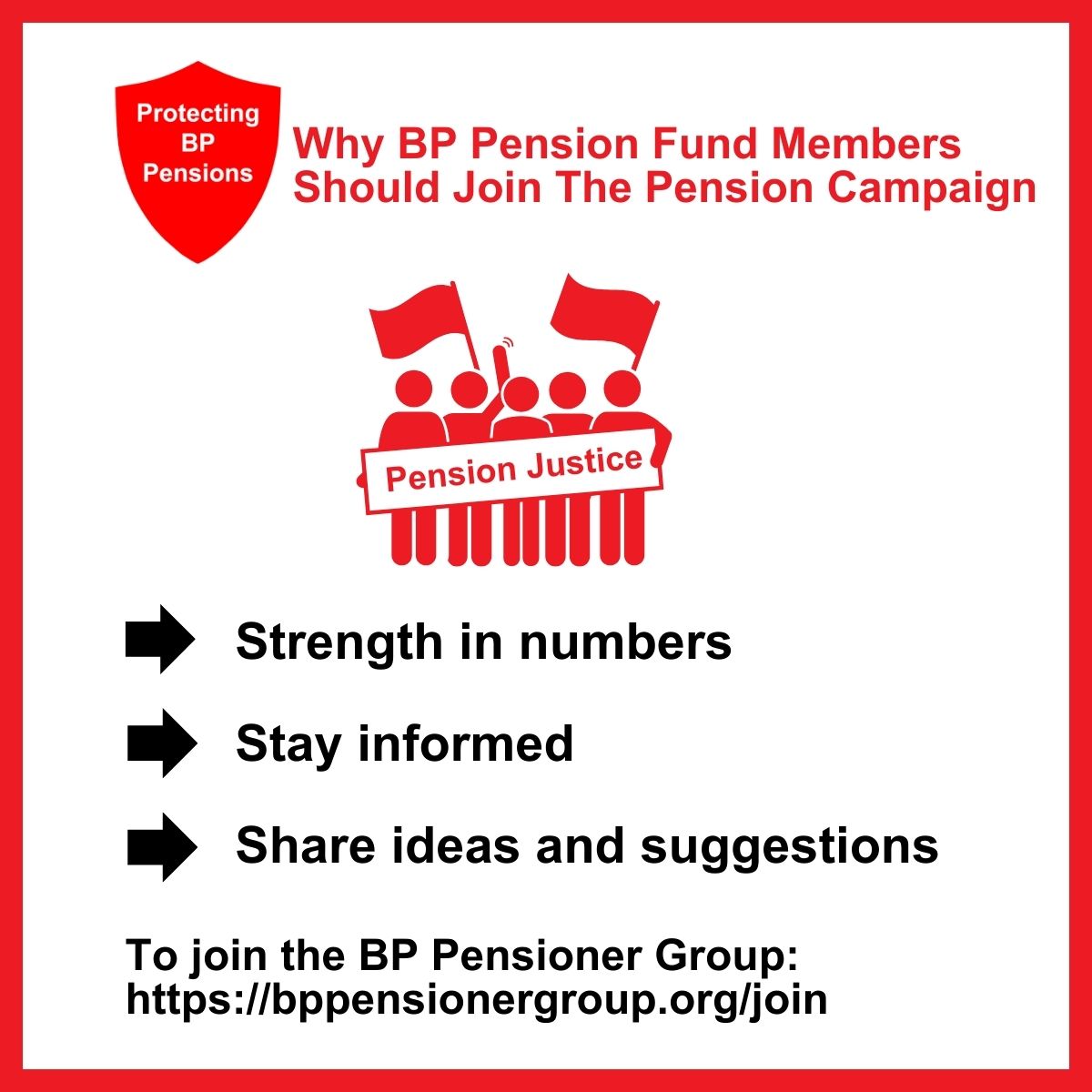 bppensioner's tweet photo. 📷 URGENT Message for BP Defined Benefit Pension Fund Members
Proposals to allow @bp_plc  to extract surplus cash from the Fund are a potential threat.
Join the BP Pensioner Group fight to protect your BP pension.
Act NOW before it’s too late.
https://t.co/Uwz4D9Dj6F https://t.co/OXP60blVFQ