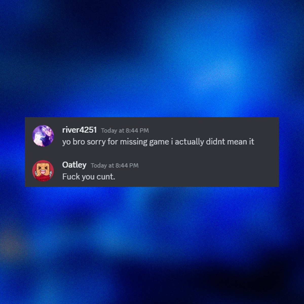 Oatley breaks character after river sells his FNCS