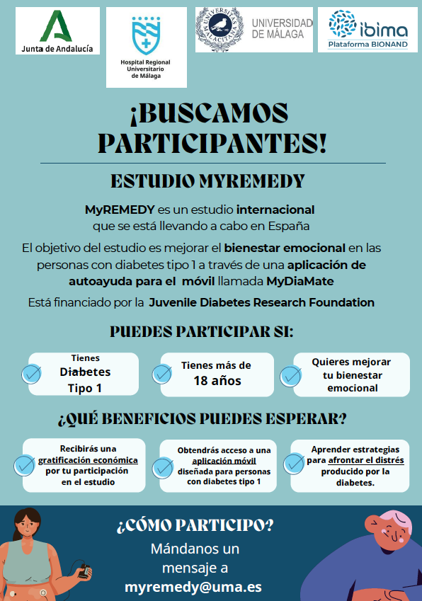 Gabriel Olveira (@golveirafuster) on Twitter photo Buscamos personas con diabetes tipo 1 que deseen mejorar su bienestar emocional mediante el aprendizaje de estrategias afrontamiento del estrés. Ponte en contacto con nosotros en myremedy@uma.es. Se puede hacer íntegramente "online" <a href="/sociedadSEEN/">Sociedad SEEN</a> <a href="/endo_nutri/">EndoNutri</a> <a href="/InfoUMA/">Universidad de Málaga</a> Buscamos personas con diabetes tipo 1 que deseen mejorar su bienestar emocional mediante el aprendizaje de estrategias afrontamiento del estrés. Ponte en contacto con nosotros en myremedy@uma.es. Se puede hacer íntegramente "online" <a href="/sociedadSEEN/">Sociedad SEEN</a> <a href="/endo_nutri/">EndoNutri</a> <a href="/InfoUMA/">Universidad de Málaga</a>