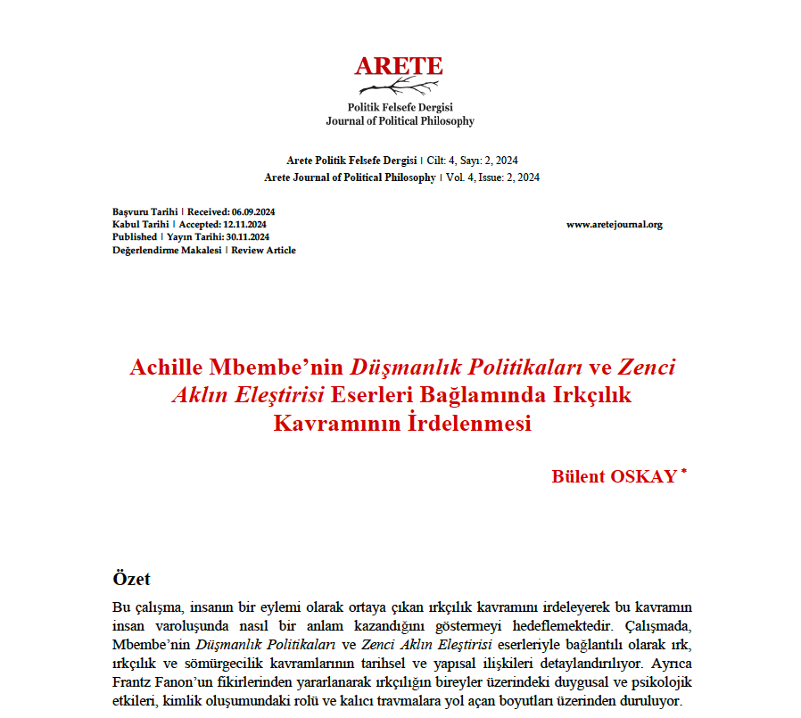 Arete Politik Felsefe Dergisi tweet media