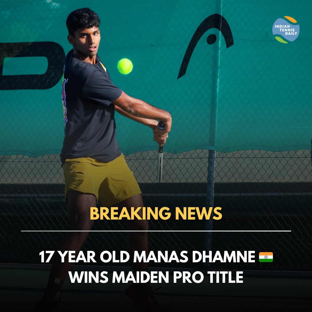 17 YEAR OLD MANAS DHAMNE 🇮🇳 LIFTS MAIDEN SINGLES TITLE AT ITF $15,000 MONASTIR 🔥

✅ Maiden pro title
✅ Won 8 matches in 8 days
✅ Won title as a qualifier
✅ Defeated 2024 Junior French Open semi-finalist Lorenzo Carboni 🇮🇹 2-6, 6-0, 6-2 in the final
✅ Interestingly, Dhamne