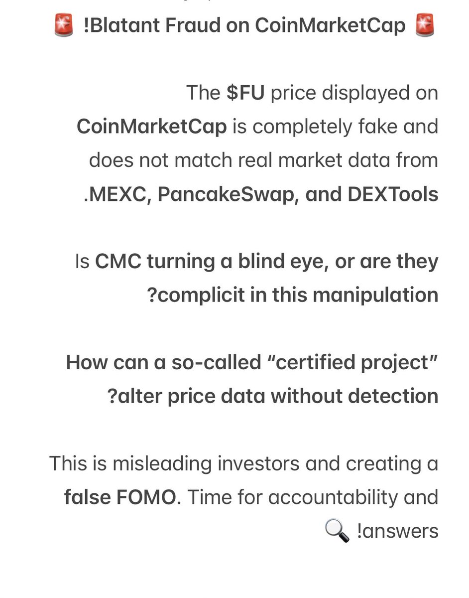 Leviadrake (@mhdmowlaee) on Twitter photo <a href="/CoinMarketCap/">CoinMarketCap</a> <a href="/cz_binance/">CZ 🔶 BNB</a> <a href="/binance/">Binance</a> <a href="/TrustWallet/">Trust Wallet</a> <a href="/MEXC_Official/">MEXC</a> <a href="/krakenfx/">Kraken Exchange</a> <a href="/CoinDesk/">CoinDesk</a> <a href="/Cointelegraph/">Cointelegraph</a> <a href="/WuBlockchain/">Wu Blockchain</a> <a href="/WatcherGuru/">Watcher.Guru</a> <a href="/BitcoinMagazine/">Bitcoin Magazine</a>
#CryptoScam #CoinMarketCap #FU #CryptoFraud #ScamAlert #DeFi #Web3 #Blockchain <a href="/CoinMarketCap/">CoinMarketCap</a> <a href="/cz_binance/">CZ 🔶 BNB</a> <a href="/binance/">Binance</a> <a href="/TrustWallet/">Trust Wallet</a> <a href="/MEXC_Official/">MEXC</a> <a href="/krakenfx/">Kraken Exchange</a> <a href="/CoinDesk/">CoinDesk</a> <a href="/Cointelegraph/">Cointelegraph</a> <a href="/WuBlockchain/">Wu Blockchain</a> <a href="/WatcherGuru/">Watcher.Guru</a> <a href="/BitcoinMagazine/">Bitcoin Magazine</a>
#CryptoScam #CoinMarketCap #FU #CryptoFraud #ScamAlert #DeFi #Web3 #Blockchain