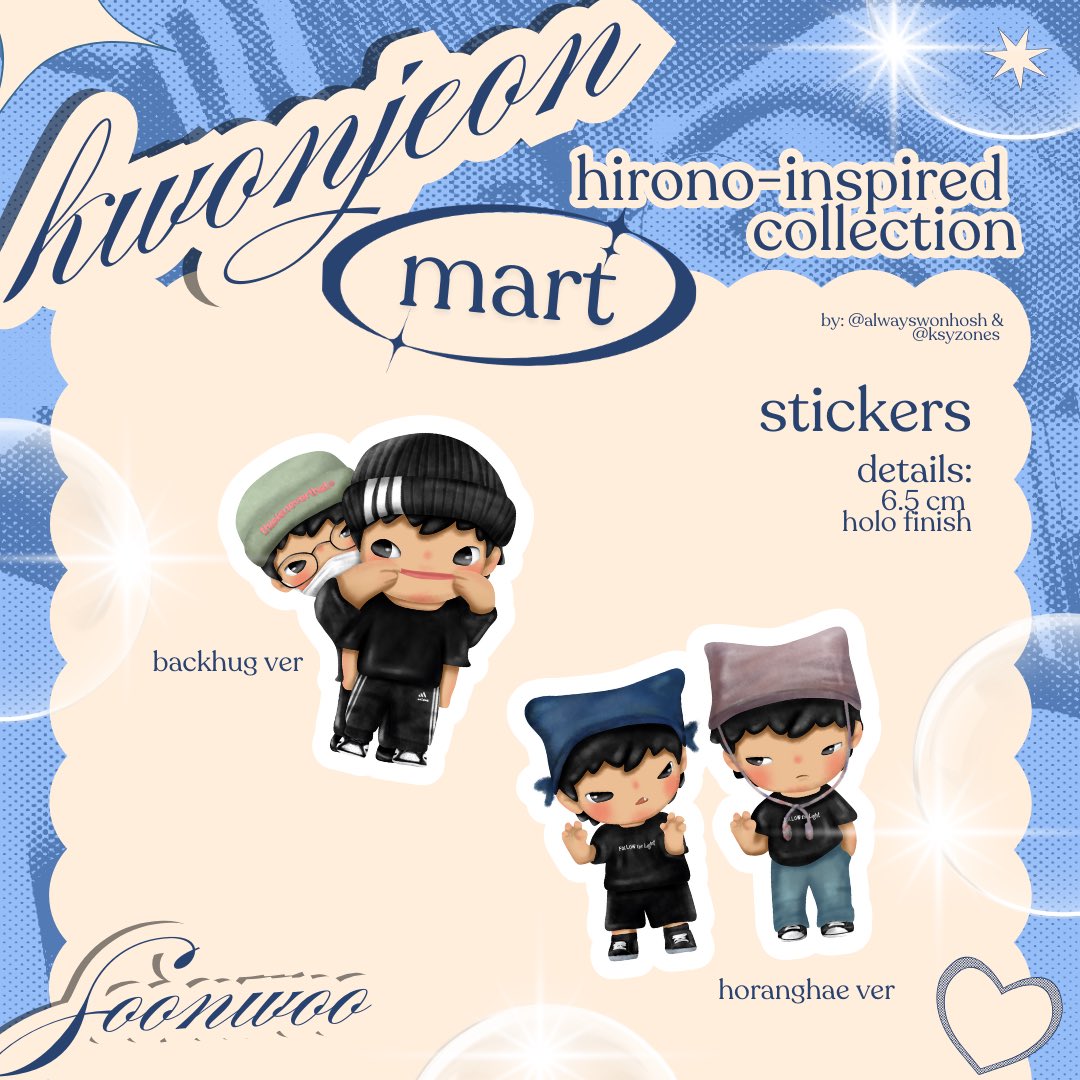 0104cart's tweet photo. ⋆˙⟡ wts lfb ph 

kwonjeonmart x hirono-inspired collection by @alwayswonhosh &amp; @ksyzones.

₱50 -  stickers
₱130 - acrylic keychain
₱150 - acrylic standee

📅 pre-order: 02/09 – 02/23

🖇️ order form: https://t.co/w0qXyOoFWW

t. wonwoo hoshi snwu soonwoo wonhosh wonsoon svt https://t.co/HeGmCju4iq