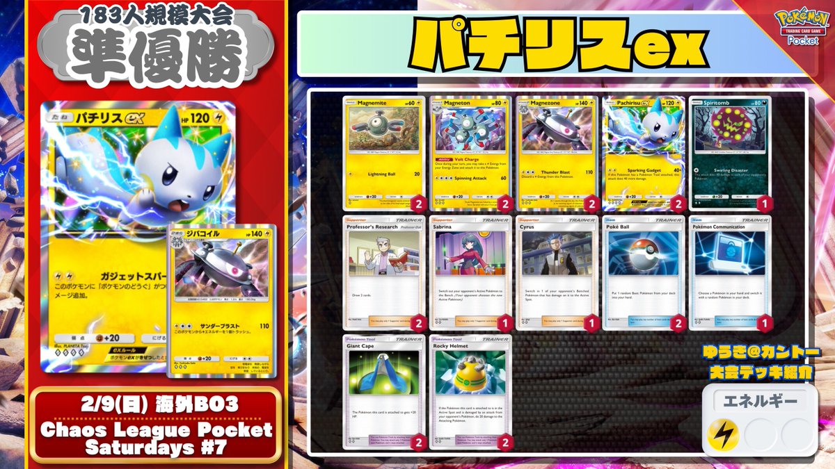 🌏 ポケポケ 海外大会準優勝デッキ 183人規模大会でジバコイル型