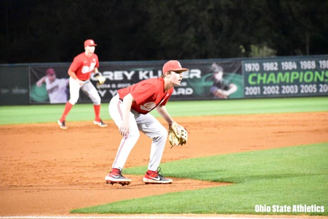 Buckeyedrew33's tweet photo. 5 days until @OhioStateBASE starts the 2025 season. 3B Nick Erwin had 20 doubles and 58 career RBI during his time in Columbus. Go Bucks ⚾ 
#OhioStateBaseball https://t.co/lNDJgnu6Rr