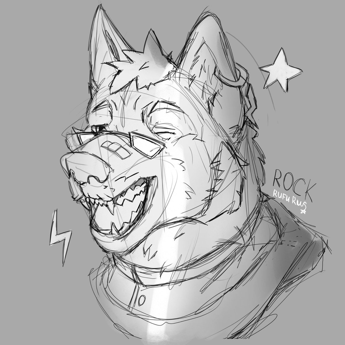 _rufurus's tweet photo. My first time drawing FURRY MAW 🥳🔥
If I accidentally drew you, let me know. AAAND I want to congratulate you for having such a cute sona of a cute rocker German Shep! 

#furry #furryartwork #GermanShepherd #digitalart  #maw https://t.co/85Czh0QOzn