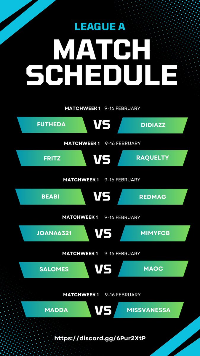 WPlayLeague's tweet photo. TODAY IS OFFICIALLY THE FIRST DAY OF W PLAY LEAGUE🏆🎮

So… look at this big games from the matchweek 1 and 2 from the League A 👀

Who Will finish first at the end of the 2 matchweeks?👩👩🏾⚽️👀‼️ https://t.co/IV6OZeRJTB