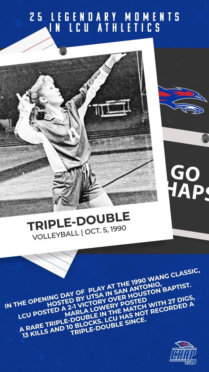 LCU Chaparrals (@lcuchaps) on Twitter photo Homecoming Month: Honoring Legendary Performances
Each day this month, we're taking a trip down memory lane to honor some of the most iconic performances in Chap history! Today we're remembering LCU volleyball's Marla Lowery, who was the last Lady Chap to record a triple-double, Homecoming Month: Honoring Legendary Performances
Each day this month, we're taking a trip down memory lane to honor some of the most iconic performances in Chap history! Today we're remembering LCU volleyball's Marla Lowery, who was the last Lady Chap to record a triple-double,