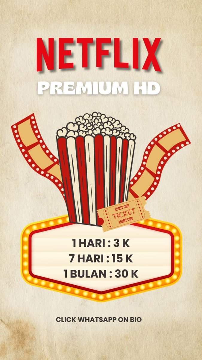 RaidTubeNetwork's tweet image. 🍿 Hari ini aja! Hanya Rp 3.000 untuk langganan Netflix! Kesempatan istimewa ini cuma datang sekali, jangan sampai lewat. Pesan whatsapp di wa.me/6285180596748.