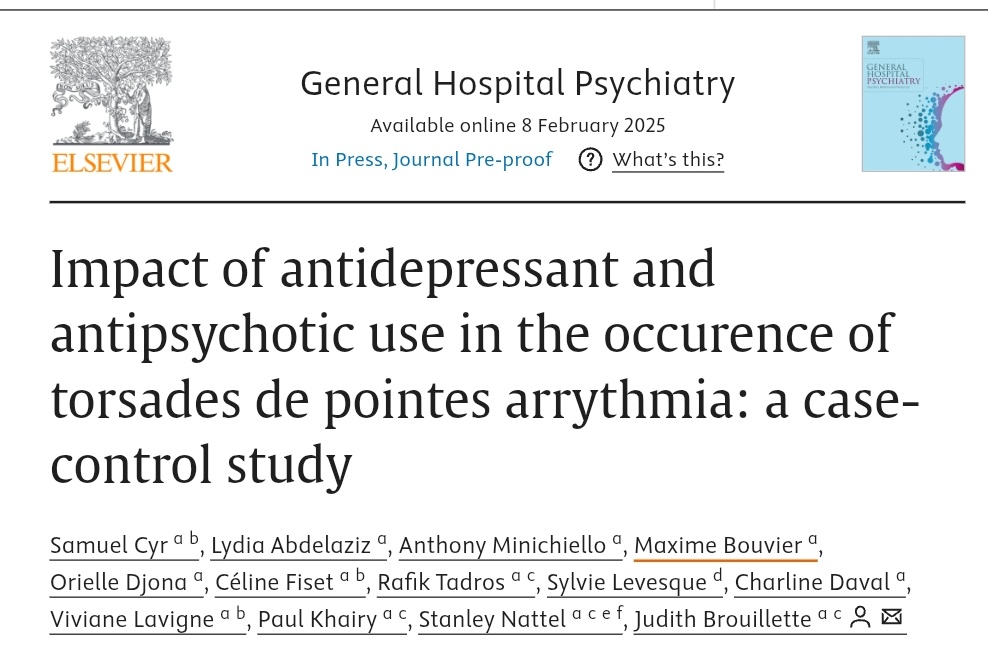 ShoaibAlamKhat2's tweet photo. Out in @GHP_Journal: 

Antidepressant or antipsychotic monotherapy wasn’t linked to torsades de pointes, but using≥2 #antidepressants was! Other QTc-prolonging drugs posed a greater risk ⚡💊

#Cardiology #Psychopharmacology #Arrhythmia #Pharmacovigilance
https://t.co/cDAyLObKij https://t.co/JhrWO6zysN
