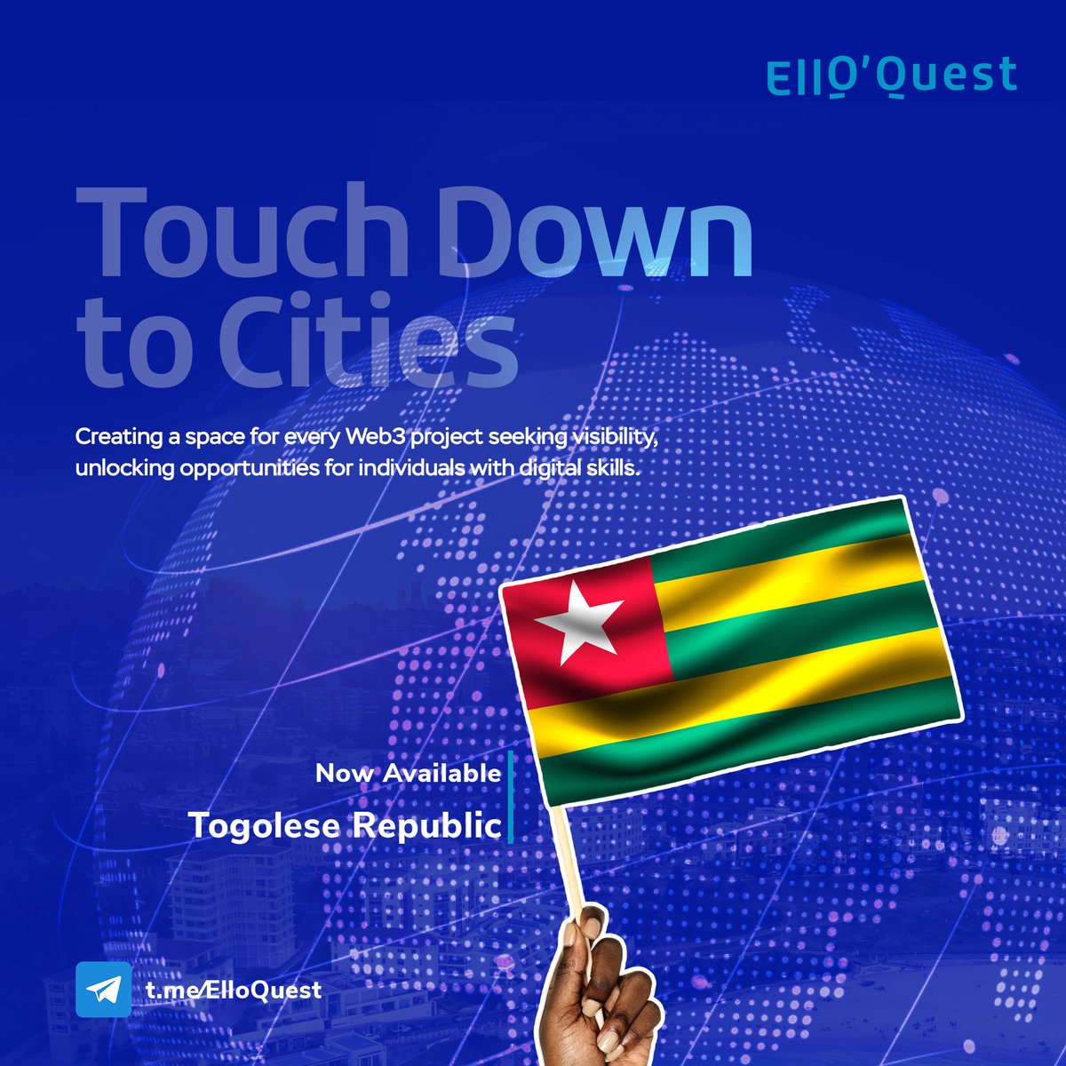 web3marketer1's tweet image. 🌍 Exciting News! We&apos;re touching down Lomé, Togo 🇹🇬, in collaboration with @Afroblockchain_  
We&apos;re empowering a community where individuals can learn, earn, and collaborate through unlocked opportunities. Let’s shape the future together! 

#ElloQuest #Web3Africa #TogoTech