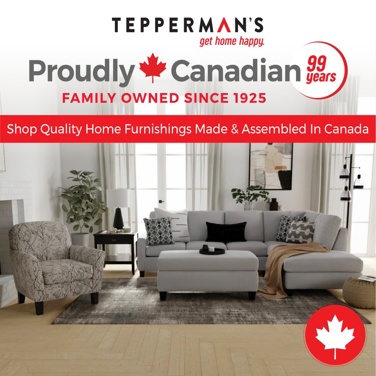 Supporting local matters! 🇨🇦 Tepperman's is proudly Canadian and family-owned since 1925, and dedicated to supplying loyal families like yours with quality Canadian-Made home furnishings at incredible values.

#ProudlyCanadian #CanadianMade #MadeInCanada