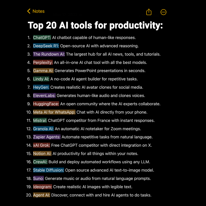 TheRundownAI's tweet photo. Here are the top AI tools of 2025.

We write 5-minute guides on how to use them in our free newsletter.

Join 1,000,000+ early adopters reading https://t.co/FQfcQ2OZGH and learn AI in just 5 minutes a day (for free):