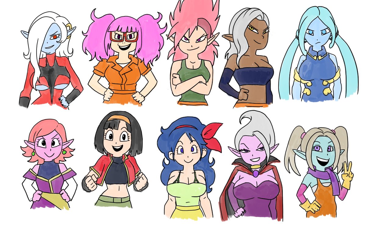 sketches of girls from dragon ball