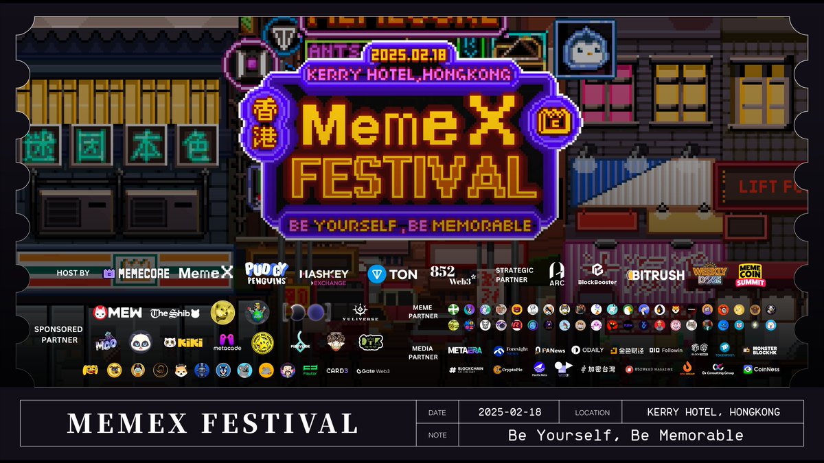 MemeX Festival (@memexfestival) on Twitter photo 🔥🚨 ONE DAY LEFT TO JOIN THE PARTY OF THE YEAR! 🚨🔥
<a href="/consensus_hk/">Consensus Hong Kong</a> is cool and all, but let’s be real— @memexfestival is the side event you can’t miss. 💎✨
The lineup just got crazier with new projects, sponsors, and partners jumping on board. It’s official: we’re assembling 🔥🚨 ONE DAY LEFT TO JOIN THE PARTY OF THE YEAR! 🚨🔥
<a href="/consensus_hk/">Consensus Hong Kong</a> is cool and all, but let’s be real— @memexfestival is the side event you can’t miss. 💎✨
The lineup just got crazier with new projects, sponsors, and partners jumping on board. It’s official: we’re assembling