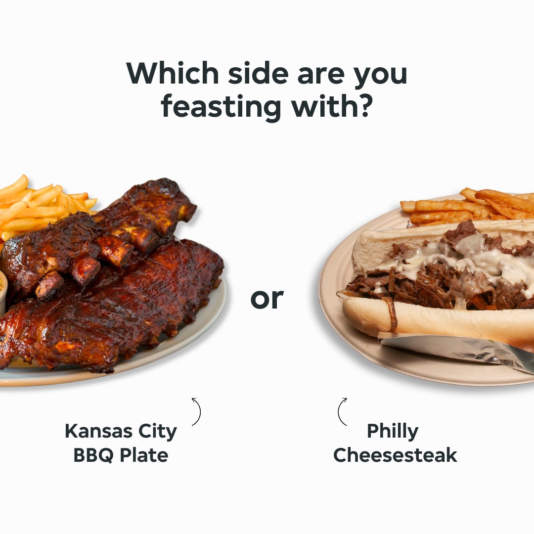 The big question: which takeout are you siding with today?

RT for a BBQ plate, like for a Philly Cheesesteak.