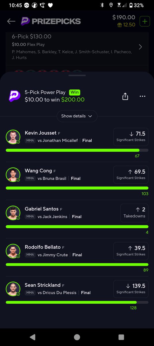 JakeZachary99's tweet image. We cooked last night. Let me know if you need any legs for the Superbowl💯 #WINNER #Degenerate #bets #PrizePicks