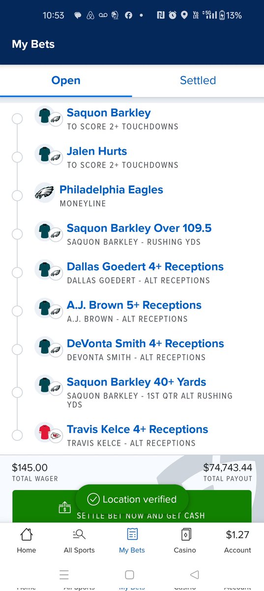 Go Birds! And I'll take 70k off our win today too 💵🍾🦅🦅💲🤑💰