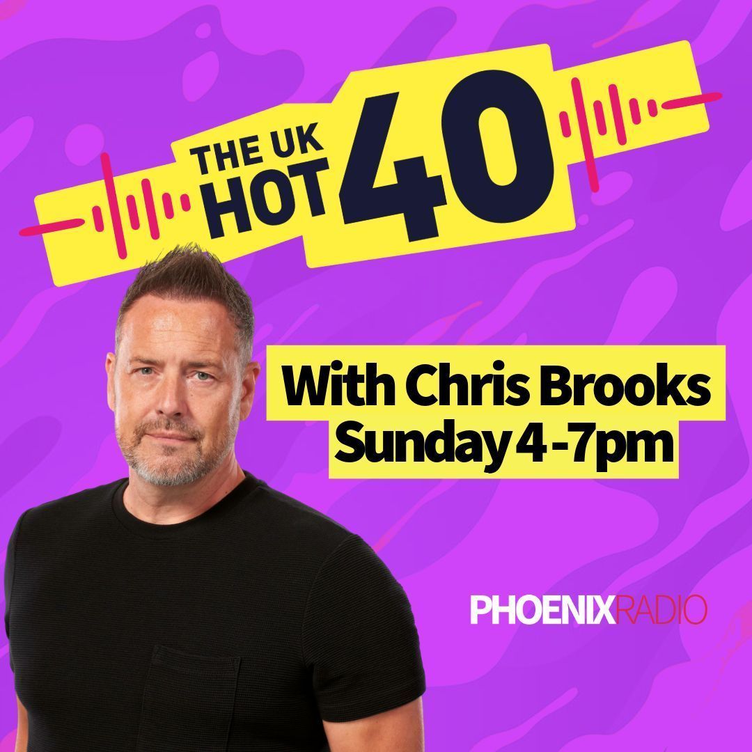 ItsPhoenixRadio's tweet photo. Catch the UK Hot 40 with Chris Brooks from 4 to 7 PM! Tune in live at https://t.co/TJuRLHtCWx. Don't miss out on the latest hits and who will be Number 1 this week! https://t.co/jzTiLUmjs0