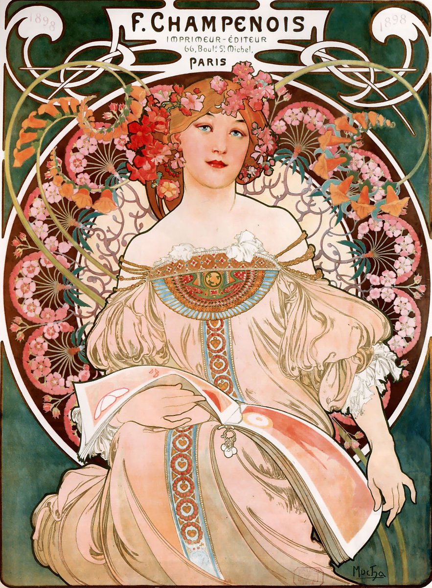 F. Champenois Imprimeur-Editeur, by Czech painter Alfons Mucha (1897). In private collection.