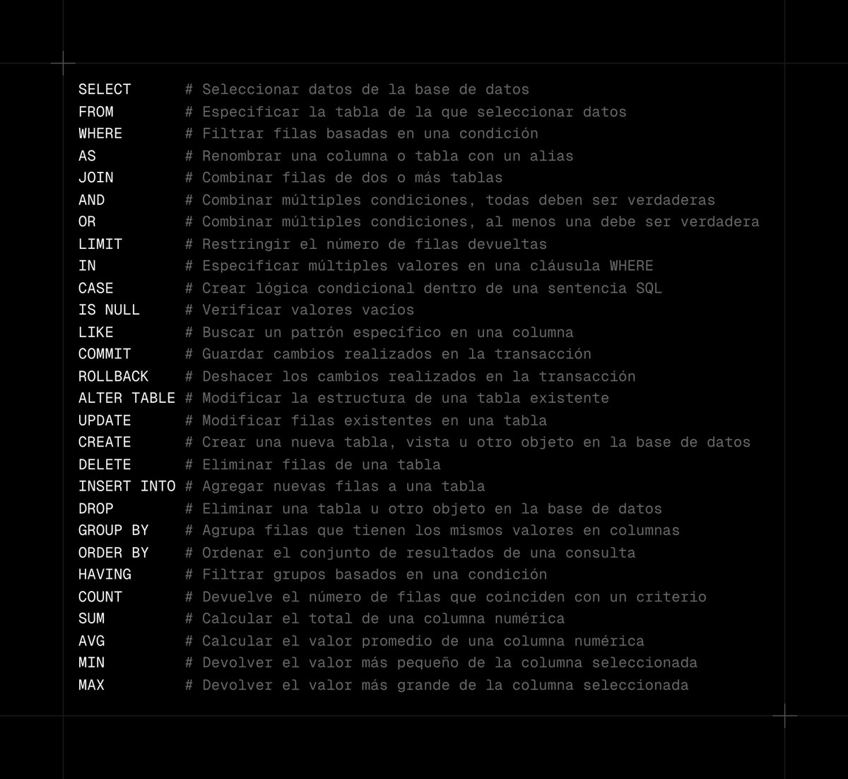 Toda la sintaxis de SQL que necesitas ↓