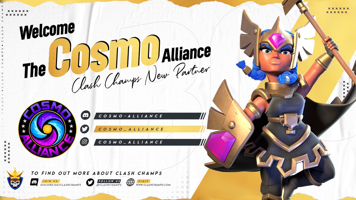 🚨 The Cosmo Alliance x Clash Champs 🚨
Our biggest partnership yet!

We’re excited to announce our official partnership with Clash Champs! 🎉

🏆 2023 World Champions
🔥 Top-tier bases from TH17 to TH9
🤝 Trusted by the best in Clash of Clans

Clash Champs is the go-to place for